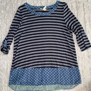 Matilda Jane Navy Striped and Blue Polka Dot Blouse